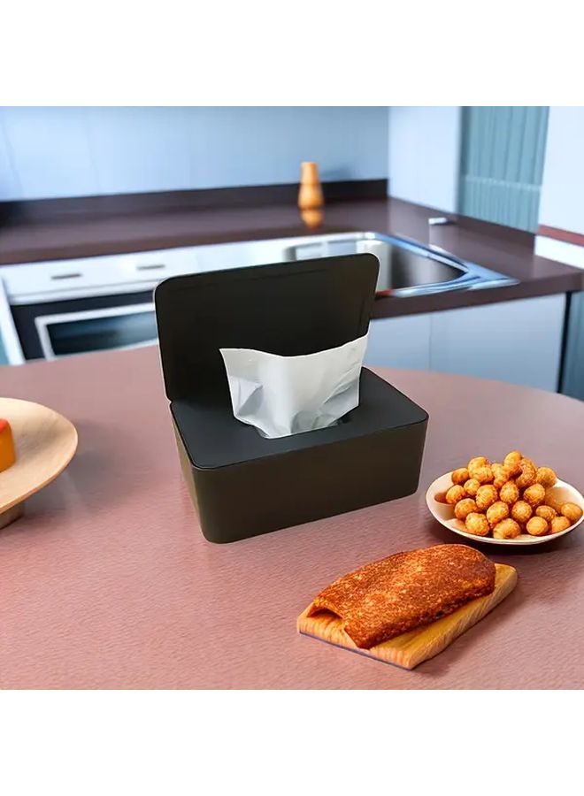 Black Wipes Dispenser Dustproof Flushable Tissue Holder for Kitchen Bathroom Office Desk - Image 1